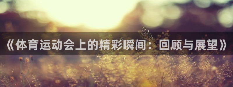 678体育：《体育运动会上的精彩瞬间：回顾与展望》